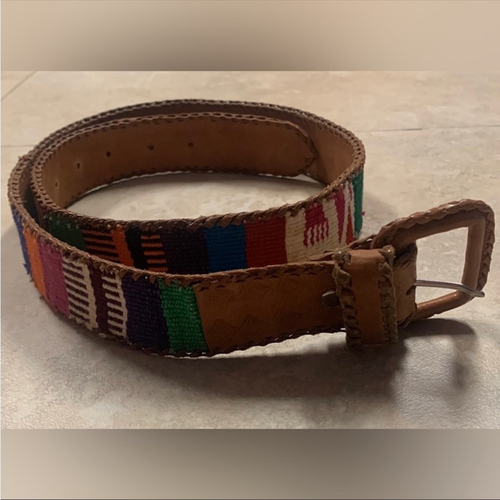 🔴Vintage Leather Rainbow Belt Size Large